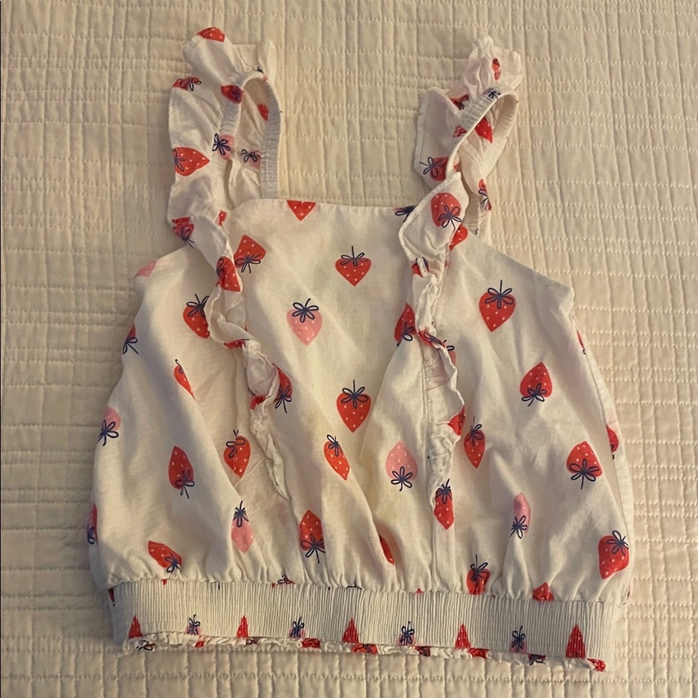 Cat & Jack White Tank Top with Red and Pink Strawberry Print